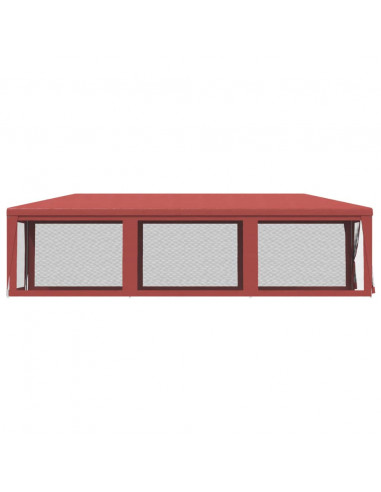Tenda per Feste con Pareti Laterali in Rete Rossa 3x9 m HDPE