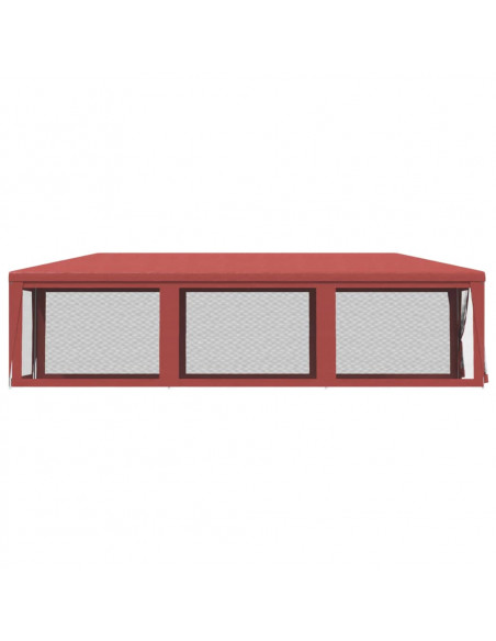 Tenda per Feste con Pareti Laterali in Rete Rossa 3x9 m HDPE