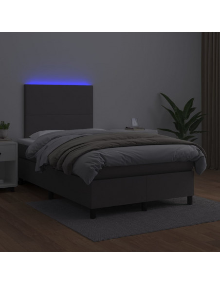 Giroletto Molle con Materasso e LED Grigio 120x200cm Similpelle