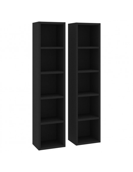 Scaffali Porta CD 2 pz Neri 21x16x93,5 cm Legno Multistrato