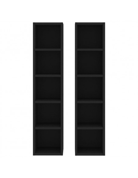 Scaffali Porta CD 2 pz Neri 21x16x93,5 cm Legno Multistrato