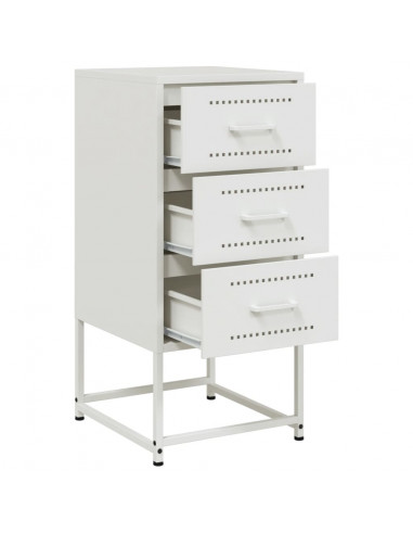 Comodino Bianco 36x39x78 cm in Acciaio