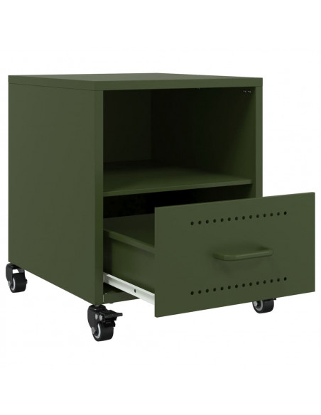 Comodino Verde Oliva 36x39x43,5 cm in Acciaio
