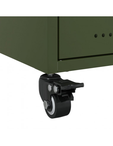 Comodino Verde Oliva 36x39x43,5 cm in Acciaio