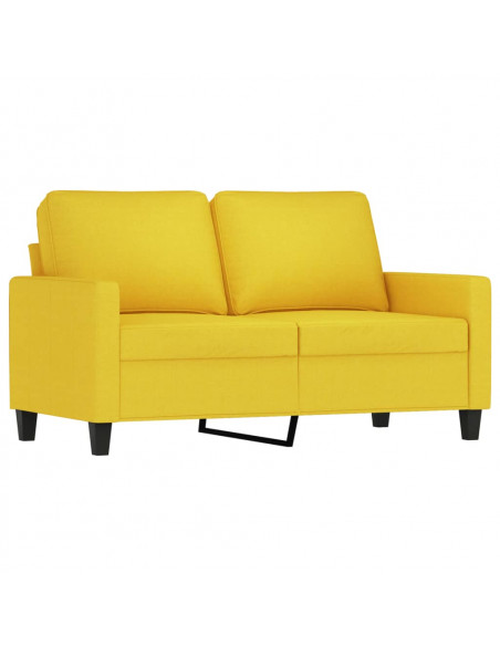 Set di Divani 4 pz con Cuscini Giallo Chiaro in Tessuto