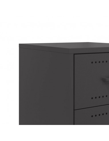 Comodino Nero 36x39x59 cm in Acciaio