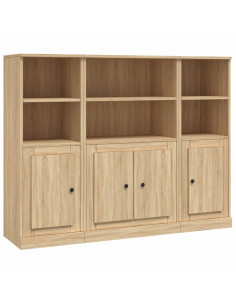 Credenze 3 pz Rovere Sonoma in Legno Multistrato 2