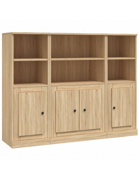 Credenze 3 pz Rovere Sonoma in Legno Multistrato