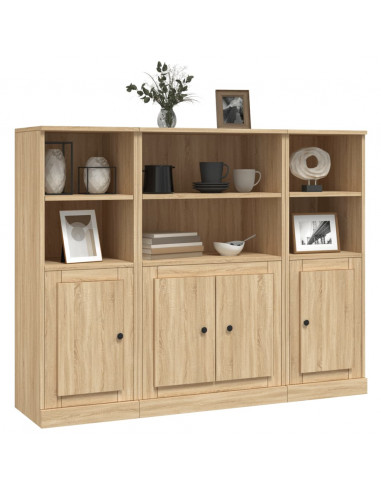 Credenze 3 pz Rovere Sonoma in Legno Multistrato