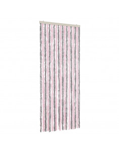 Tenda Antimosche Grigio Argento e Rosa 56x200 cm in Ciniglia 2