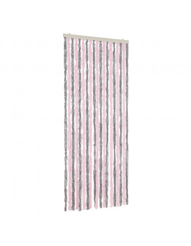 Tenda Antimosche Grigio Argento e Rosa 56x200 cm in Ciniglia