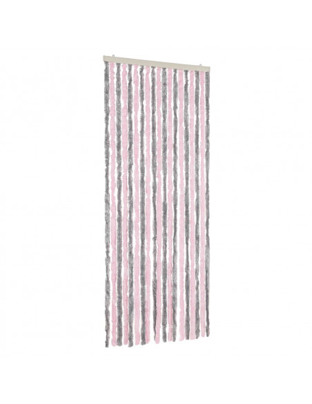 Tenda Antimosche Grigio Argento e Rosa 56x200 cm in Ciniglia