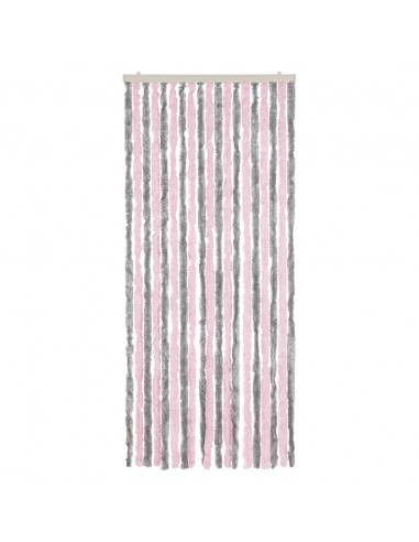 Tenda Antimosche Grigio Argento e Rosa 56x200 cm in Ciniglia