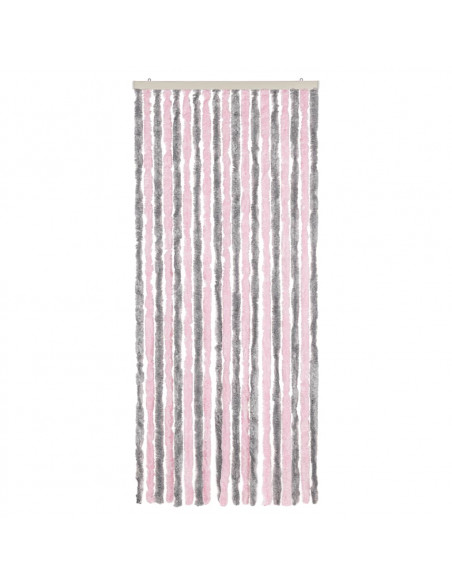 Tenda Antimosche Grigio Argento e Rosa 56x200 cm in Ciniglia