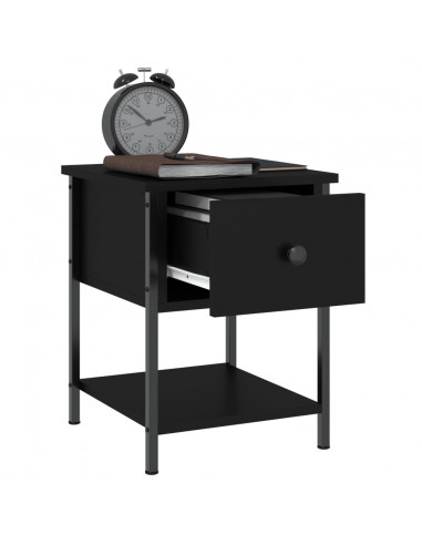 Comodino Nero 34x35,5x45 cm in Legno Multistrato