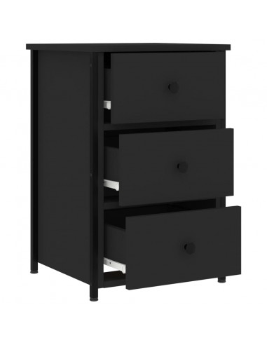 Comodini 2pz Neri 40x36x60 cm in Legno Multistrato