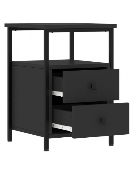 Comodini 2 pz Neri 34x35,5x50 cm in Legno Multistrato
