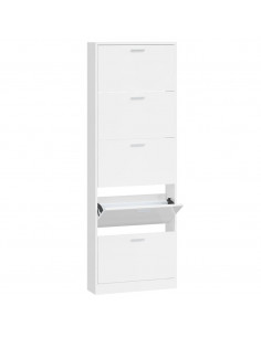 Scarpiera Bianco Lucido 59x17x169 cm in Legno Multistrato 2