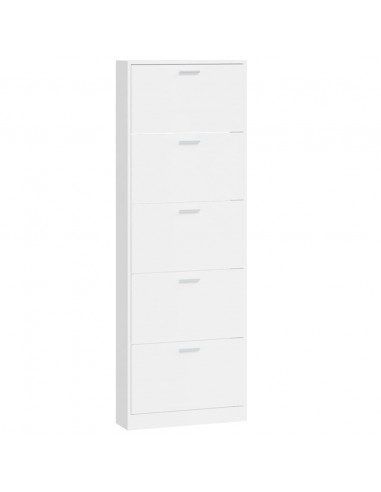 Scarpiera Bianco Lucido 59x17x169 cm in Legno Multistrato