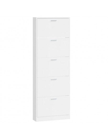 Scarpiera Bianco Lucido 59x17x169 cm in Legno Multistrato