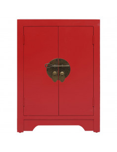 Comodino Rosso 38x28x52 cm in Legno di Paulownia 2
