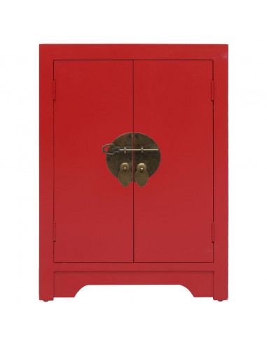 Comodino Rosso 38x28x52 cm in Legno di Paulownia