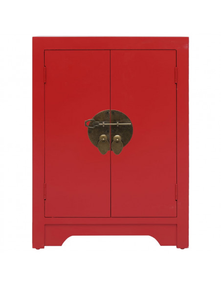 Comodino Rosso 38x28x52 cm in Legno di Paulownia