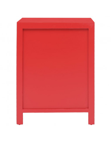 Comodino Rosso 38x28x52 cm in Legno di Paulownia
