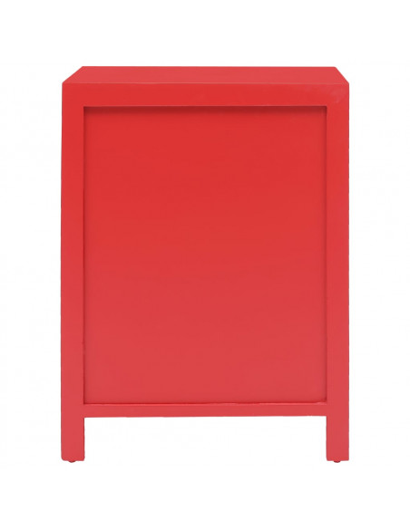 Comodino Rosso 38x28x52 cm in Legno di Paulownia