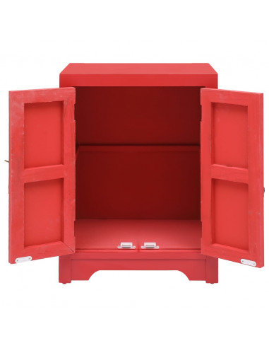 Comodino Rosso 38x28x52 cm in Legno di Paulownia