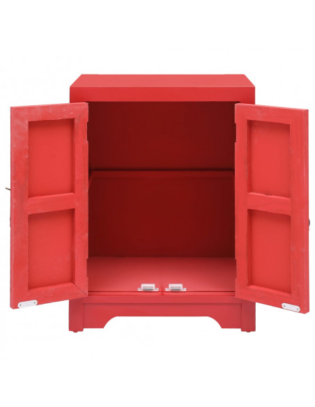 Comodino Rosso 38x28x52 cm in Legno di Paulownia