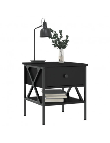 Comodino Nero 40x42x45 cm in Legno Multistrato