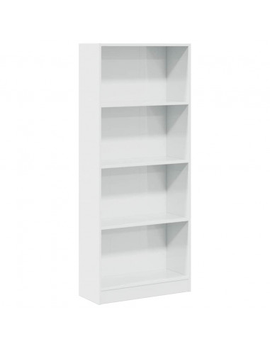 Libreria Bianco Lucido 60x24x143 cm in Legno Multistrato