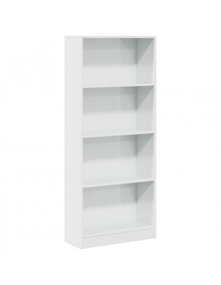 Libreria Bianco Lucido 60x24x143 cm in Legno Multistrato