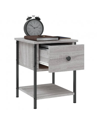 Comodino Grigio Sonoma 34x35,5x45 cm in Legno Multistrato