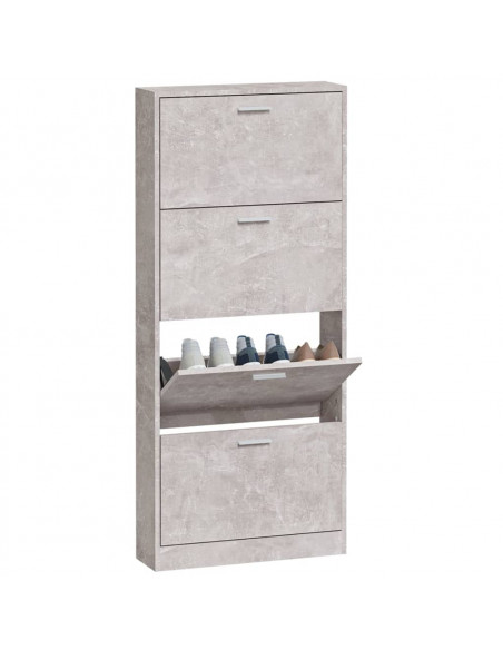 Scarpiera Grigio Cemento 59x17x150 cm in Legno Multistrato