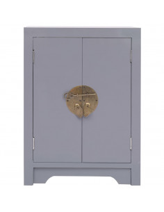 Comodino Grigio 38x28x52 cm in Legno di Paulownia 2