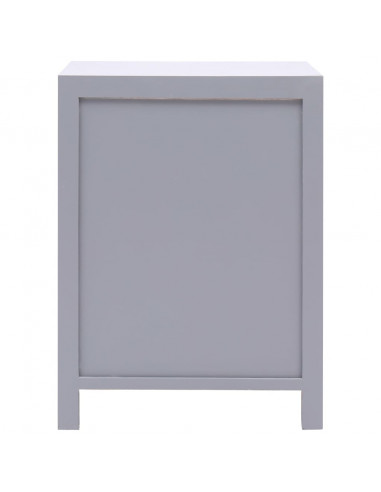 Comodino Grigio 38x28x52 cm in Legno di Paulownia