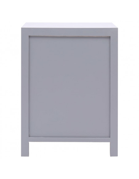 Comodino Grigio 38x28x52 cm in Legno di Paulownia
