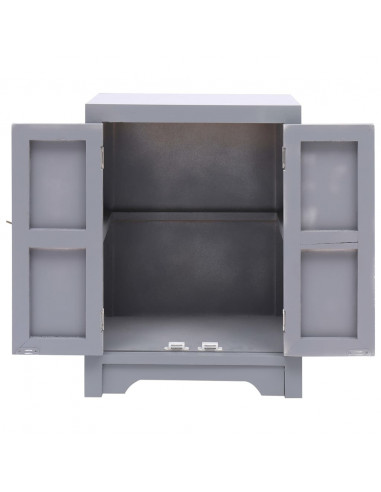 Comodino Grigio 38x28x52 cm in Legno di Paulownia