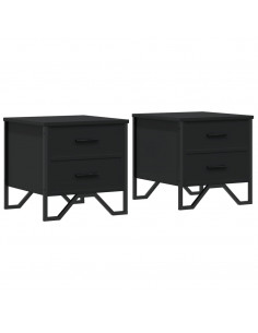 Comodini 2 pz Neri 40x41x40 cm in Truciolato 2