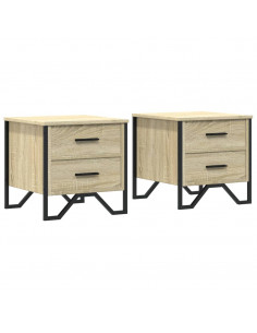 Comodini 2 pz Rovere Sonoma 40x41x40 cm in Legno Multistrato 2