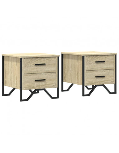 Comodini 2 pz Rovere Sonoma 40x41x40 cm in Legno Multistrato