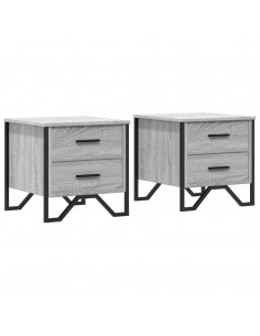 Comodini 2 pz Grigio Sonoma 40x41x40 cm in Truciolato 2