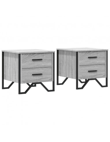 Comodini 2 pz Grigio Sonoma 40x41x40 cm in Truciolato