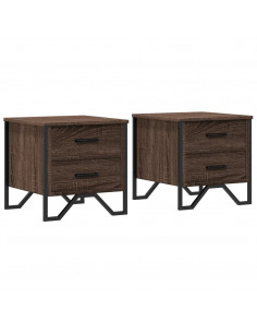 Comodini 2 pz Rovere Marrone 40x41x40 cm in Legno Multistrato 2