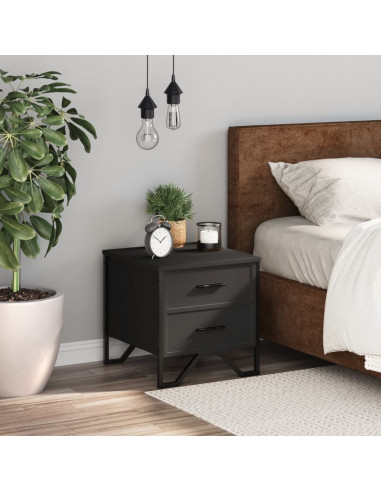 Comodino Nero 40x41x40 cm in Truciolato