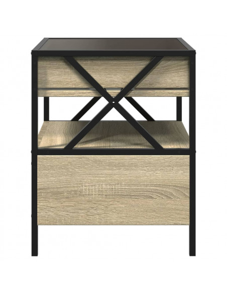 Comodino con LED Infinity Rovere Sonoma 40x40x51 cm