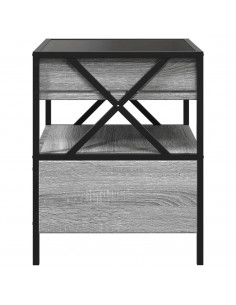 Comodino con LED Infinity Grigio Sonoma 40x40x51 cm 2