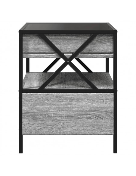 Comodino con LED Infinity Grigio Sonoma 40x40x51 cm